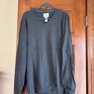 St. John's Bay Gray V-Neck Sweater Classic Style